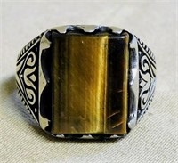 Tiger Eye Ring Set in Sterling Silver.