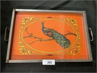 Mid Century Kitschy Peacock Serving Tray.