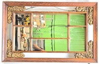 Antique Carved Wood Ornate Trivets Display Mirror