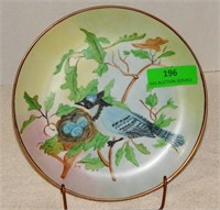 Hand-painted blue jay plate by Joni of Frankston,