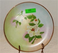 Hand painted white flower plate by Joni of