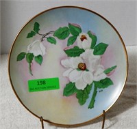 Hand-painted flowers plate by Joni of Frankston,