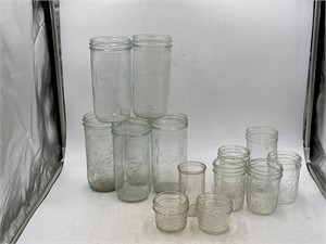 -6 ball glass, pint freezer jars, and five ball