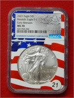 2021 American Eagle T1 NGC MS70 1 Ounce Silver
