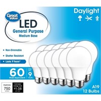 SM4354  Great Value LED Light Bulb, 9W A19 12 Pack