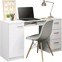 Madesa, Computer Desk with 3 Drawers, 1 Door and 1