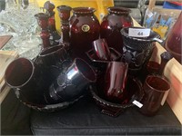 Large Lot of Ruby Red Glassware.