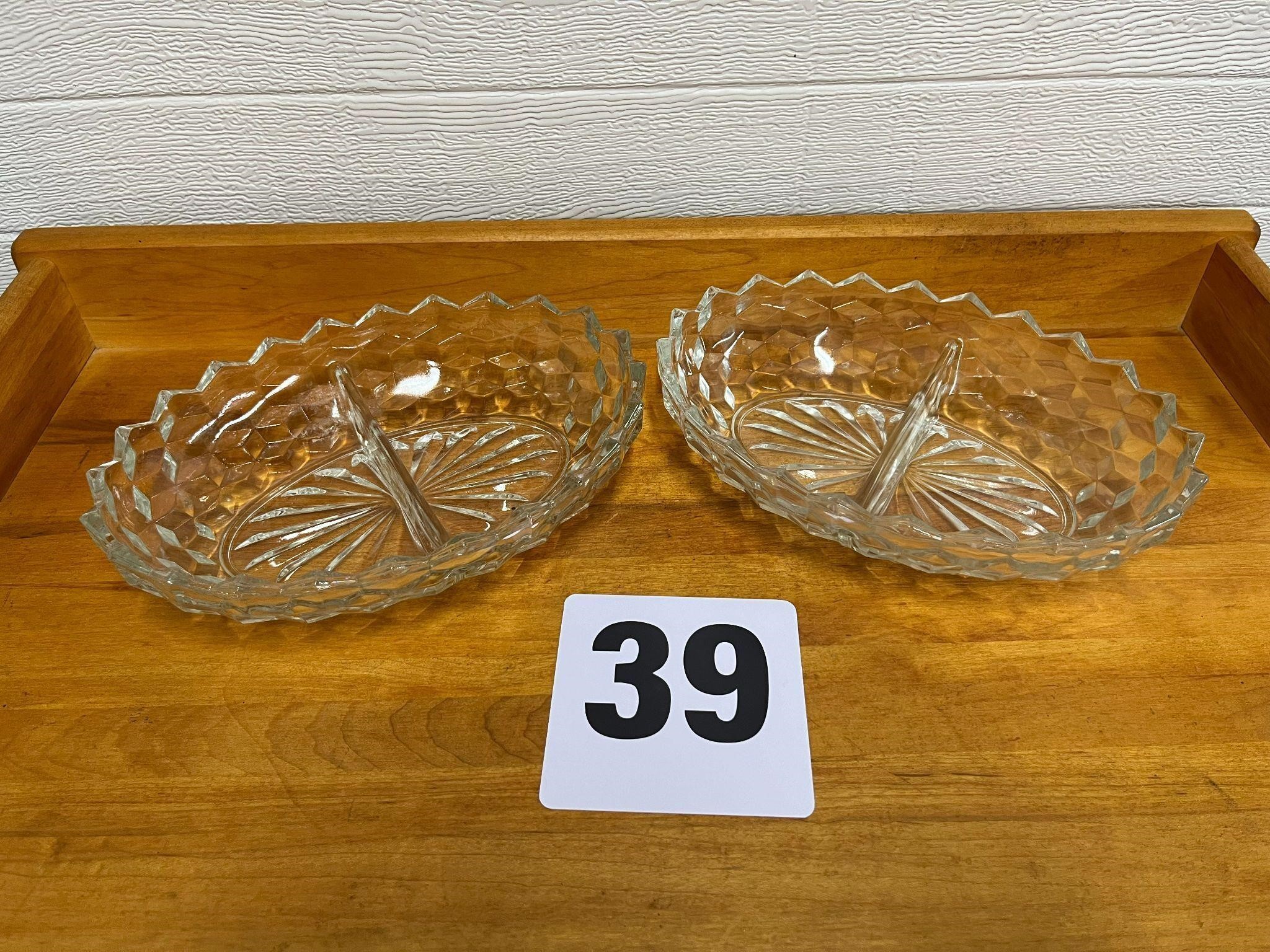 2 Fostoria Divided Dishes