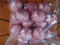 Lot of vintage pink Christmas ornaments