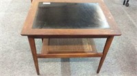 MID CENTURY END TABLE WITH CANE INSERT