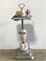 Vintage metal & faux marble ashtray caddy stand