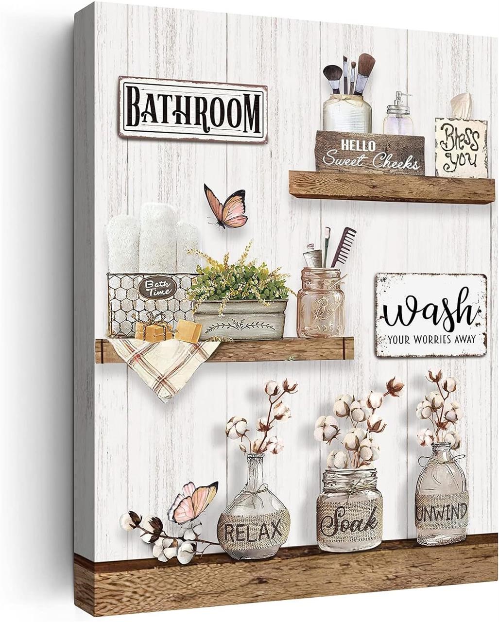 Farmhouse Bathroom Decor Wall Art  16x24 Inch