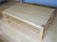 2-Tier wood coffee table. Measures: 46" W x 27"