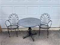 Antique Iron Garden Patio Table & Peacock Chairs