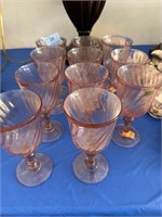 11 PC SET OF LUMINARC PINK CRYSTAL STEMWARE