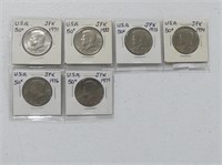 SIX U.S.A. JFK  50 CENT COINS
