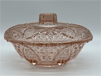 KIG Indonesian Pink Glass Candy Dish w/ Lid