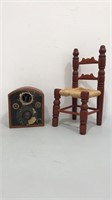 Vintage doll chair and radio (radio is broken and