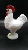 Rooster Milk Glass Candy Dish