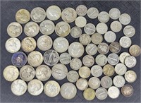 24 90% Silver Quarters & 40 90% Silver Dimes.