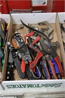 BOX OF PLIERS, FILTER WRENCHES ETC