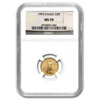 1993 1/10 Oz American Gold Eagle Ms-70 Ngc