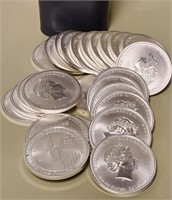 S - LOT OF 25  COINS 1/2 OZ FINE SILVER EACH (S37)