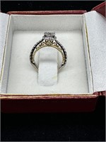 Gold & Silver Diamond Chips Ring Unmarked