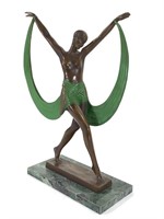 14" Bronze Painted Art Deco Dancer, Fayral c.1930s