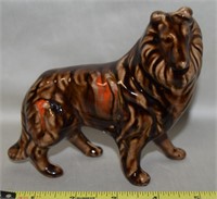 Vtg Glazed Ceramic Border Collie Dog Figure 5.5L