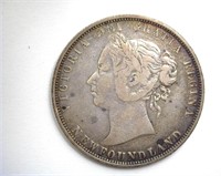 1873 50 Cents VF Newfoundland MINTAGE 37675