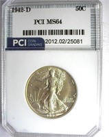 1942-D Walking Liberty PCI MS-64 LISTS FOR $150