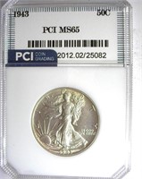 1943 Walking Liberty PCI MS-65 LISTS FOR $150