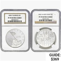 2002&2005 [2] US Varied Silver Coinage NGC PF70