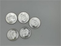 5pcs 1oz Silver Rounds Morgan Dollar Design