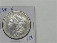 1891 O Morgan Silver Dollar