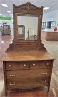 ANTIQUE OAK DRESSER W/ MIRROR