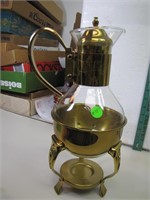 Vintage Coffee Pot  (2 cracks in brass stand)