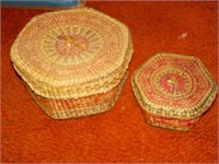 2 Small covered baskets 4" dia and 5.5" dia Each