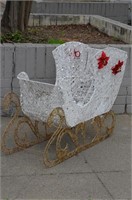 Outdoor Metal Mesh Lighted Christmas Sleigh