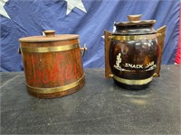Vintage Cookie Jar & Glass Cactus Amber Snack Jar