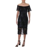 $238 Size 0 AQUA Off Shoulder Navy Lace Dress