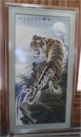 Framed Oriental Art Tiger-China 34x61.5