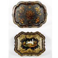 Two 19th C. English Hand Painted Trays