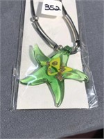 New glass star necklace 8 inch drop and the star