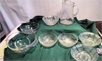 Vintage Glass bowls and pitcher