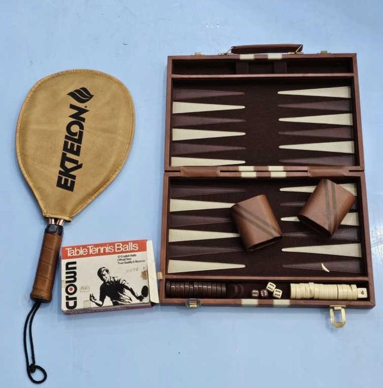 Excelon racquetball racquet, ping pong balls,