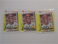 3 CARD LOT BOB GIBSON SIGNED CARDS WITH COA