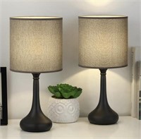 SMALL TABLE LAMPS SET OF 2, WITH LINEN LAMPSHADE