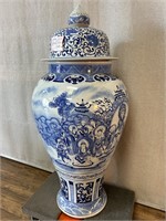 Monumental 5ft Chinese Blue & White Buddha Jar